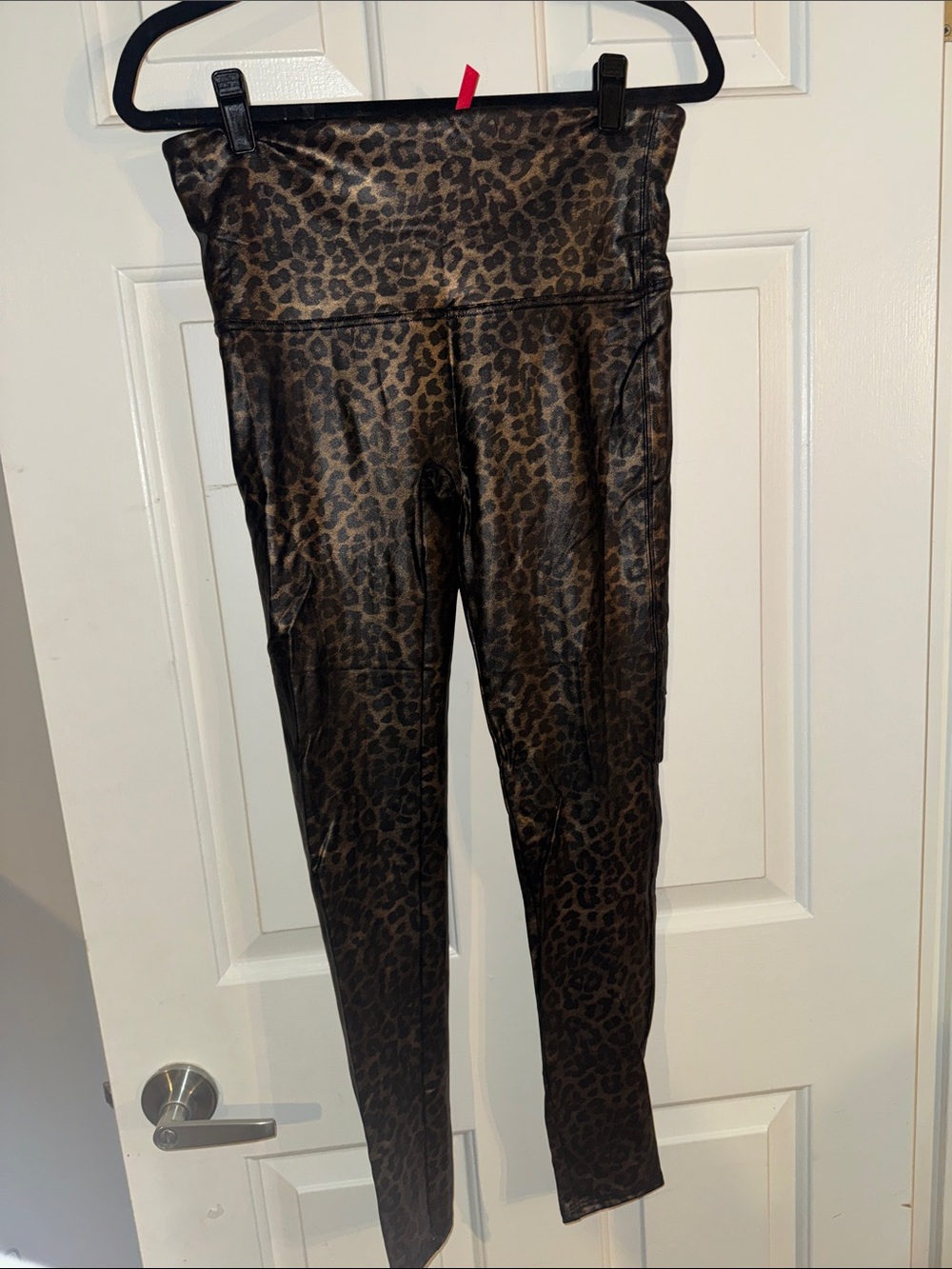 Spanx Leopard Print High-Waist Faux Leather Leggings - Brown/Black